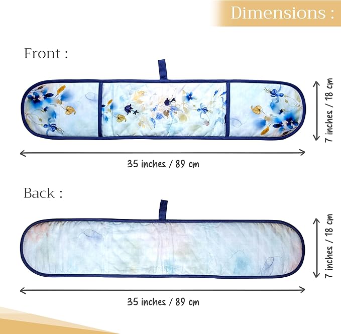 Maison d' Hermine Double Oven Mitts 100% Cotton 7"x35" Double Oven Mitt Heat Resistant BBQ Cooking Gloves with Loop, Baking, Grilling, Home, Kitchen, Handling Hot Pans Spring Summer (Lazy Summer Days)