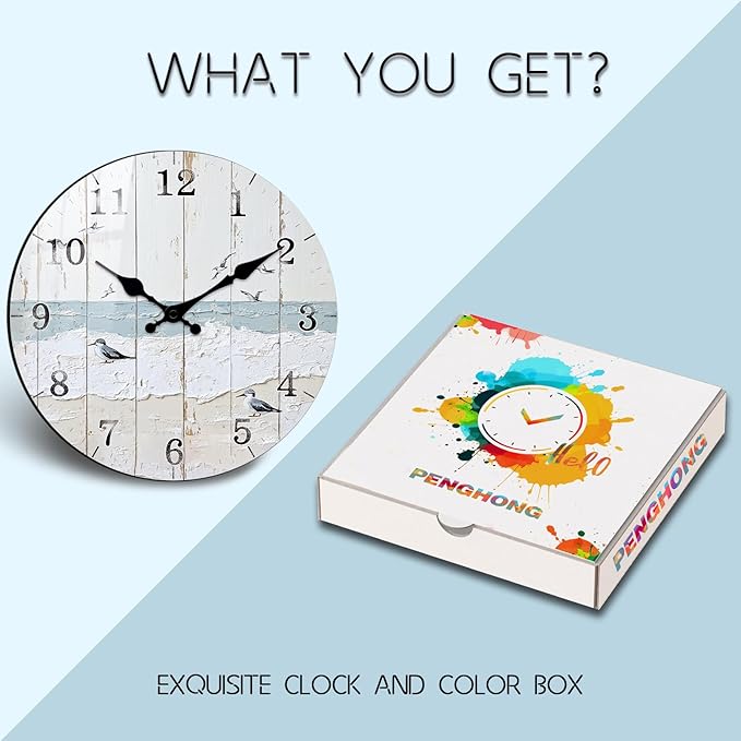 Vintage Wooden Wall Clock for Farmhouse Decor 16 Inch Rustic Large Wall-Clocks Silent Non-Ticking Clocks for Kitchen, Living Room Battery Operated