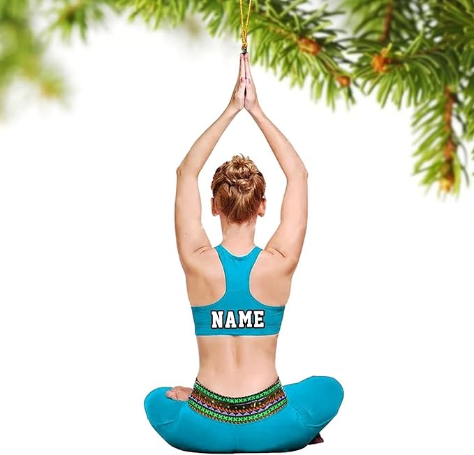 Noni Personalized Yoga Ornament, Custom Name Acrylic Christmas Decoration, Custom Name Mat Decor, Gift for Coach, New Yogi