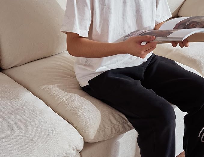 Cloud Couches for Living Room, 108” Boneless Couches Oversized Modular Sectional Sofas, No Assembly, Adjustable Backrest, Comfy Deep Seats, 3-Seater, Beige