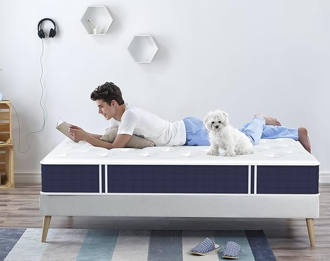 Coolvie Twin XL Hybrid Mattress, 10 Inch Medium Firm Mattress in a Box, Gel Memory Foam for Refresh Sleep and Individual Pocket Springs for Back Pain, CertiPUR-US Certified & Fiberglass Free