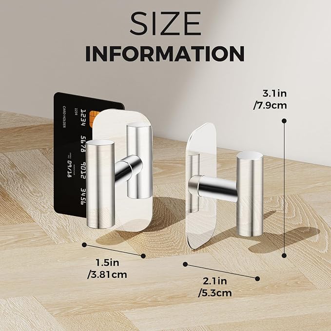 Adhesive Towel Hooks for Shower,Waterproof Heavy Duty Bathroom Hooks,Wall Mounted Sticky Hangers for Coats/Aprons/Robes,No Drilling(Chrome,4 Pack)