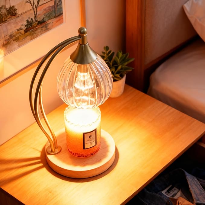 Candle Warmer Lamp with Timer - Dimmable Candle Warmer for Jar Candles-Electric Candles Warmers Light Birthday Gifts for Women Mom House Warming Gifts New Home Decor Gold and Transparent 2 Bulb