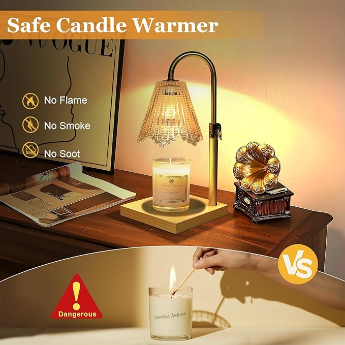 Candle Warmer Lamp with Timer Dimmable, Birthday Gifts for Women Mom, House Warming Gifts New Home Decor, Wax Melt Warmer for Jar Candles with 2 Bulbs