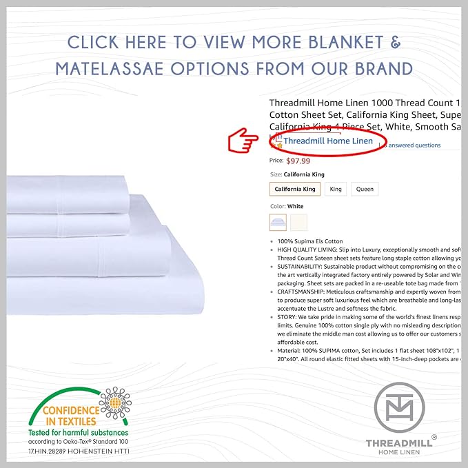 Threadmill 100% Cotton Sheets for Full Size Bed - 600 Thread Count Full Bed Sheets Set with 16” Deep Pocket - Damask Stripe Sateen Weave 4-Piece Bedding Set with Cooling Effect, Blue