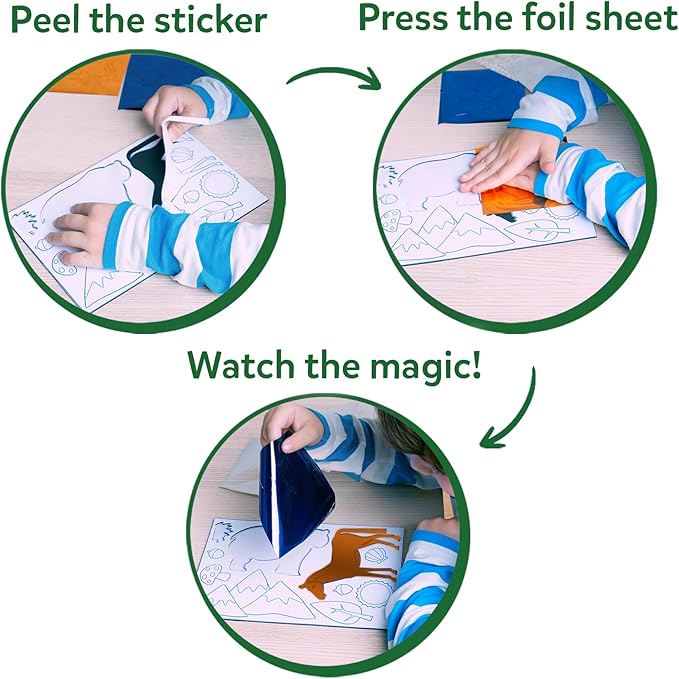 Skillmatics Foil Fun - Animals, No Mess Art for Kids, Travel Toys, Craft Kits, DIY Creative Activity, Christmas Gifts for Boys & Girls Ages 4, 5, 6, 7, 8, 9