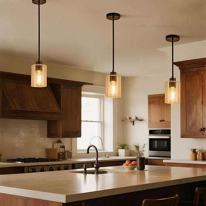 MAYNA 1-Pack Black Mini Pendant Light, Industrial Small Hanging Lamp with Bulb, Adjustable Rods Ceiling Fixture for Kitchen Sink, Hallway, Entryway