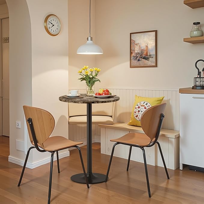 Homall Round Dining Table Bistro Pub 23.8 x 39.5 Inches Bar Table for Kitchen, Dining Room (1, Marble-Black)