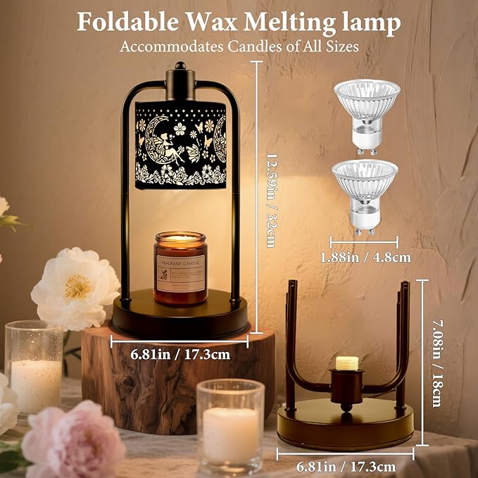 Candle Warmer Lamp Wax Light, Wax Melt Warming Lamps for Jar Candles with Timer Dimmable for Birthday, Room, New House, Bedroom, Vintage Home Decor