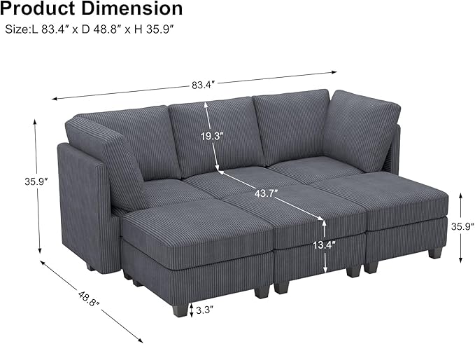 Belffin Modular Sectional Sofa Sectional Sleeper Sofa with Storages Sofa Bed Sectional Couches for Living Room (Dark Grey)