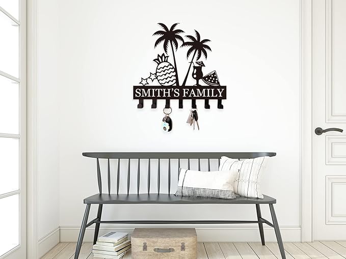 Custom Metal Key Holder for Wall,Name Key Holder,Wall Mounted Key Racks,Family Name Key Hooks, Towel Hooks Wall Mount