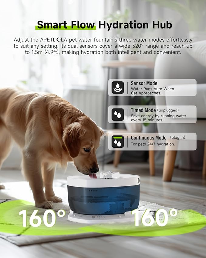 Wireless Dog Water Fountain with 30 Filter,Battery Operated Dog Water Dispenser with Motion Sensor, 237 oz/ 7L Cordless Fountain Water Bowl for Large Dogs Cat(Replacement Filter for 7.5 Months)