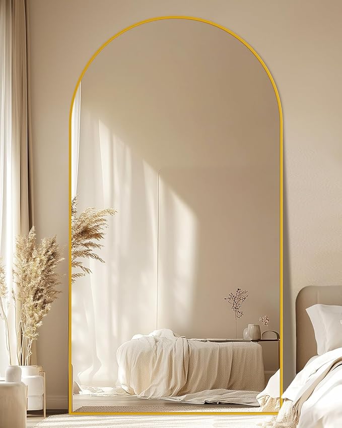 Floor Mirror, 41"×81" Full Length Mirror with Stand for Bedroom Living Room, Gold