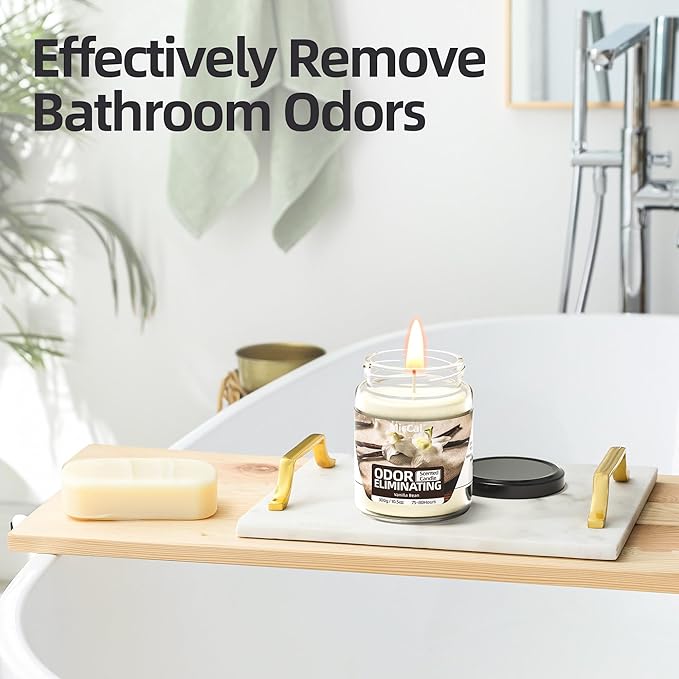 Vanilla Bean Odor Eliminating Candles for Home Scented, Eliminates 99% of Pet, Smoke, Food and Other Smell Quickly, Highly Scented Candle, Premium Soy Candle Set for Women