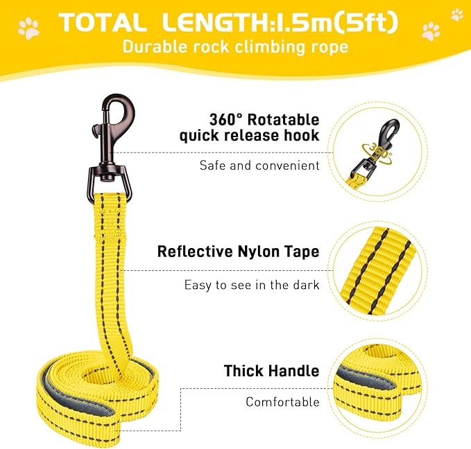 Soft Mesh Dog Harness and Leash Set, No Pull Puppy Harness and Leash Set, Reflective Step in Harness for Small Medium Dogs, Easy Walk Escape Proof Vest Harnesses (Yellow, XS)