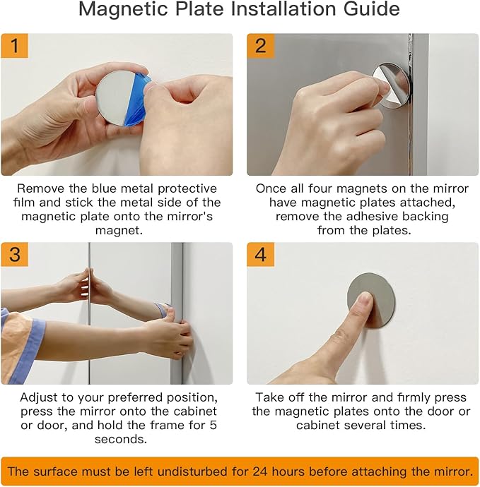 47"x12" Magnetic Mirror Lightweight Full-Length Mirror | Strong Adhesion, Easy Installation | Suitable for Refrigerators, Glass Walls, Wooden Doors, and More | 8.2kg Ultra-Strong Support | Silver