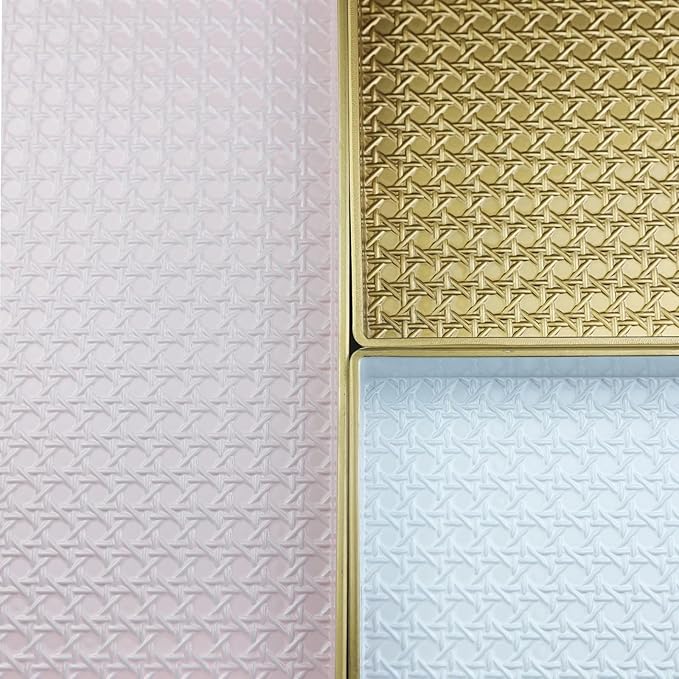 Gold Decorative Coffee Table Tray, Rectangular Plastic Serving Tray with Handles for Living Room, Ottoman, Bathroom, 15.7"*10.2"