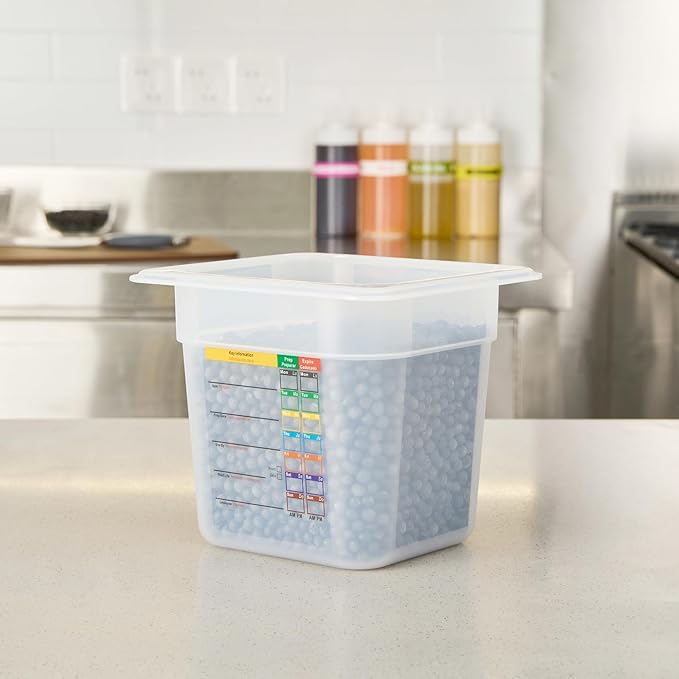 Restaurantware Food Storage Container 1 Pack of 6.8 x 4.2 x 5.9 Inches Plastic Stackable Storage Box White Reusable Label Container Dishwasher Safe For Restaurants And Kitchens