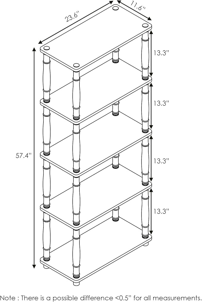 Furinno Turn-N-Tube 5-Tier Multipurpose Shelf / Display Rack / Storage Shelf / Bookshelf, Classic Tubes, Espresso/Black
