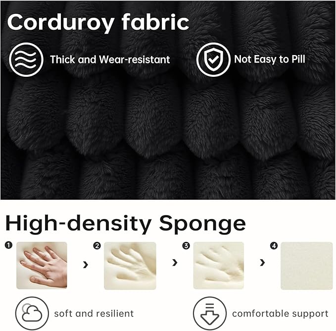 108" Sectional Couches for Living Room, Modular Sectional Sofa with L-Shape Chaise, Boneless Couch, Comfy Corduroy Fluffy Couch with Deep Seat and Side Pockets, No Assembly Required