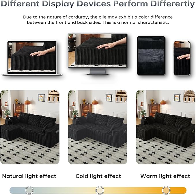 94" Cloud Sectional Couch with L-Shape Chaise,4 Seat Modern Modular Sofa with Side Pockets,Upholstered Couches for Living Room Bedroom, Boneless Couch,No Assembly Required