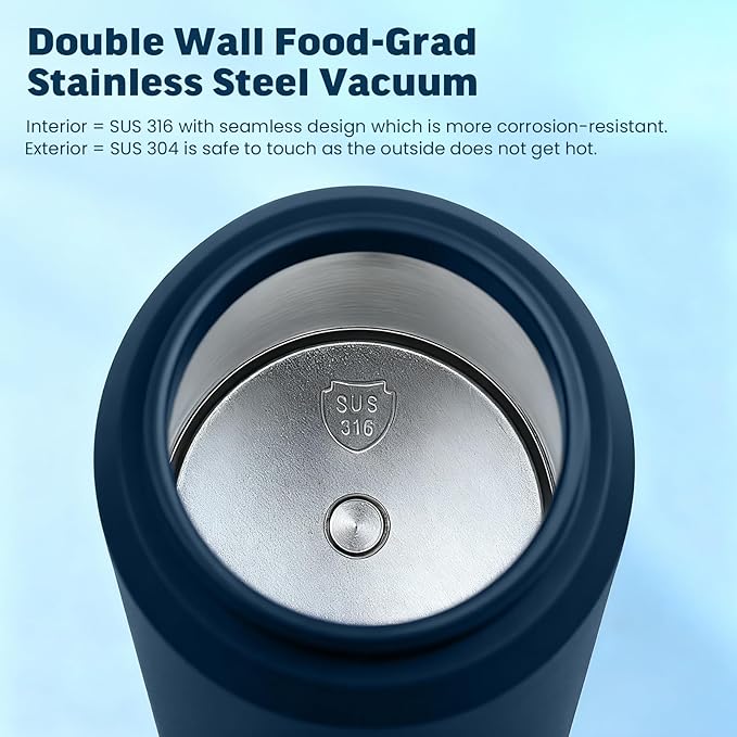 Travel Electric Kettle Portable Mini Kettle, 316 Stainless Steel 16.91Oz/500mL, Small Hot Water Boiler with 4 Temperature,Fast Boiling water with Auto Shut-Off and Boil Dry Protection Blue