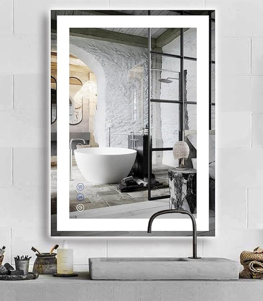 30 x 20 Inch LED Bathroom Mirror with Lights 3 Color Adjustable Brightness Frontlit Anti-Fog 30" Lighted Vanity Mirror for Bathroom Wall Horizontal/Vertical Mounted 30 Smart Light up Mirrors