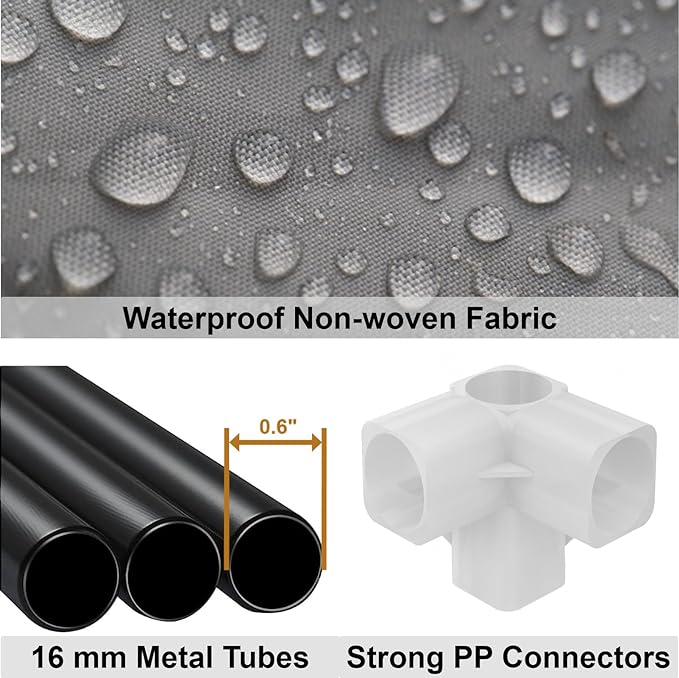 Portable Closet Wardrobe for Small Room, 35-Inch Clothing Organizer Storage Rack with 2 Clothes Hanging Rods and 4 Shelves, Non-Woven Fabric Cover, Black