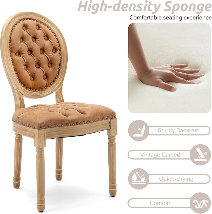 SoarFlash Kitchen Table and Chairs for 2, 31.5" Dining Table Set for 2 with French Dining Chairs, 3 Piece Round Kitchen Table Set, Dining Room Table Set for Small Space, Apartment