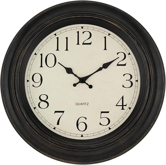 Foxtop Large Wall Clock 18 Inch Silent Non Ticking Battery Operated Classic Vintage Retro Wall Clock Decorative for Living Room Kitchen Home Office (Bronze)