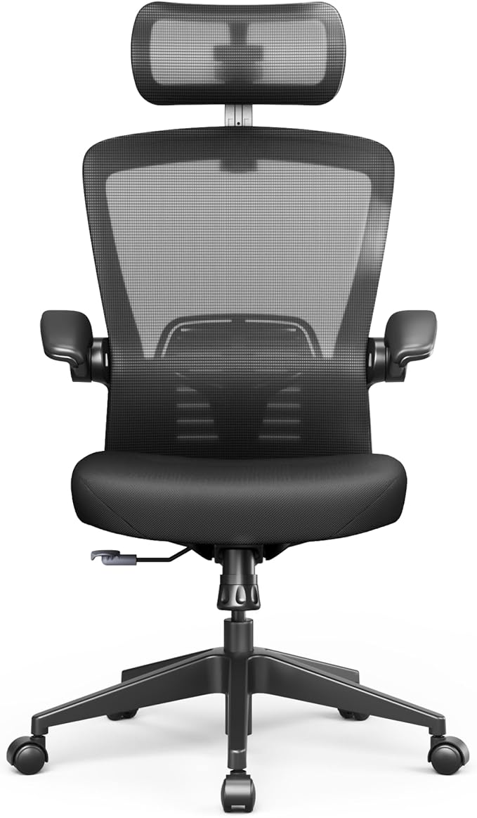 FLEXISPOT OC3 Pro Ergonomic Office Chair High Back Computer Chair with Flexible Flip-up Armrest/8-Level Lumbar Support, High Elastic Foam Seat Cushion, Chairs for Home Office Working Studying, Black