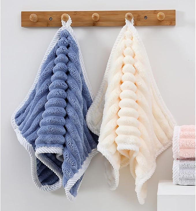 SOFTBATFY Soft Microfiber Hand Towels 4Pack, Super Absorbent Ribbed Towel Ideal for Hair Spa Sports and Travel (4 Color, Hand Towel Set)