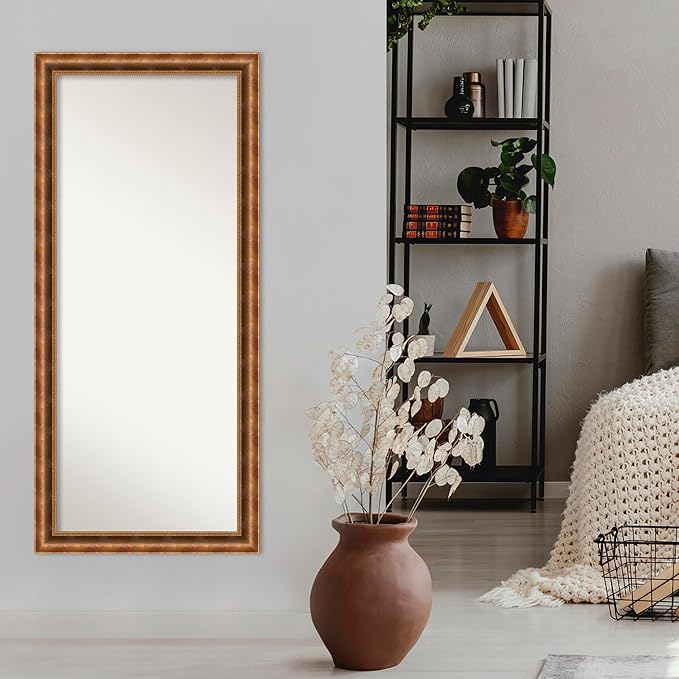 Amanti Art Bronze Full Length Mirror, 65x29 Manhattan Bronze Tall Free Standing Body Wall Mirror Full Length for Dressing, Traditional Wood Frame, Lean on Floor or Hang, Wall Decor