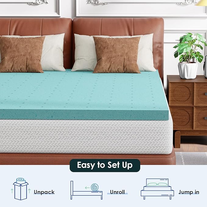 FDW | 5" Full Mattress + 2" Cooling Mattress Topper | Gel Memory Foam | Medium Firm Feel | White | with Washable Cover for Cool Sleep and Pressure Relief | Bed in a Box, CertiPUR-US Certified