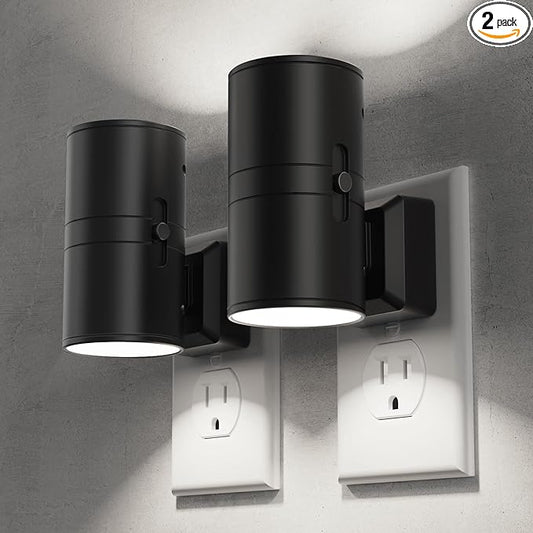 Briignite Night Lights Plug into Wall, Modern LED Night Light Plug in, Dusk to Dawn Sensor, 5000K Daylight, 0-100LM Adjustable Brightness, Dimmable NightLight for Hallway, Bedroom, Stairway, 2 Pack