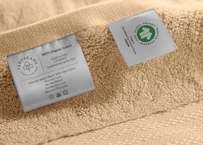 Fabdreams 100% Organic Cotton Bath Sheet Set of 2 700 GSM Oversized Towels Ultra Soft Plush Absorbent Durable Skin-Friendly Spa Hotel Premium Comfort Large 36 x 70 in Dune Tan