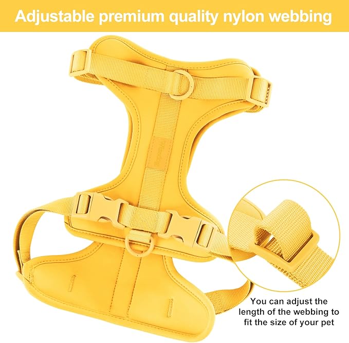 No Pull Lightweight Dog Harness: Adjustable Durable Breathable Mesh Pet Vest Harness with Soft & Comfortable Cushion, for Small Medium Large Dogs (Medium, Butter Yellow)