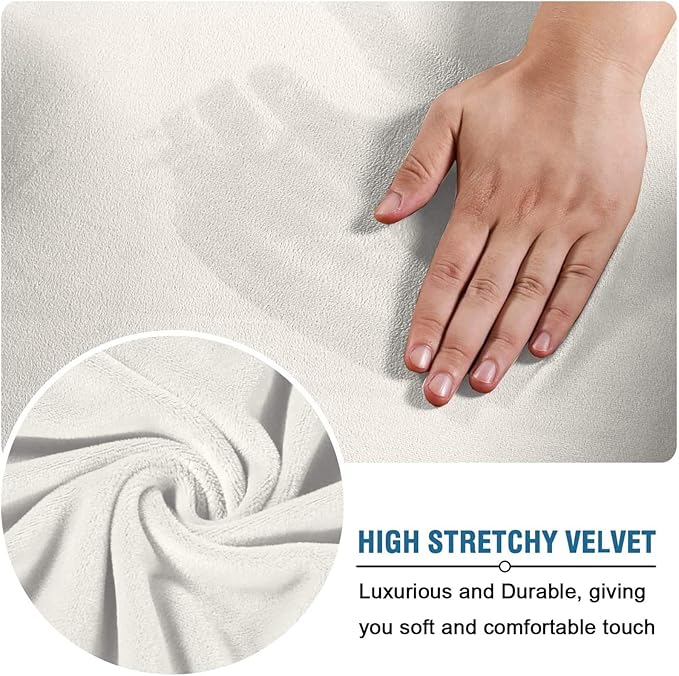 Velvet Plush Stretchable Office Desk Chair Cover Cat Proof with Wheels, Chair Seat Cover with Armrest Protector for Pets & Kids, Removable for Ergonomic Mesh Computer Rolling Chair, Beige, XL