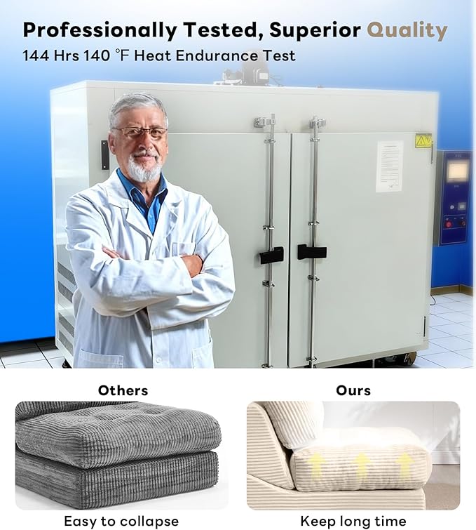 Tbfit 35.8‘’ Oversized Folding Sofa Bed, Convertible Sleeper Chair with Adjustable Back, Corduroy Folding Couch Bed, Portable & Foldable Mattress Boneless Floor Sofa for Living Room, Bedroom, White