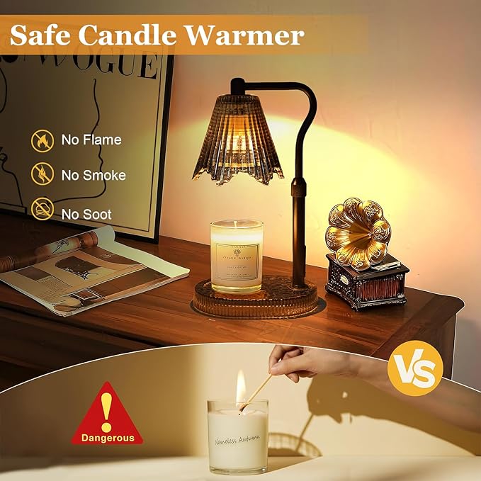 Candle Warmer Lamp with Timer Dimmable, Birthday Gifts for Women Mom, House Warming Gifts New Home Decor, Wax Melt Warmer for Jar Candles with 2 Bulbs