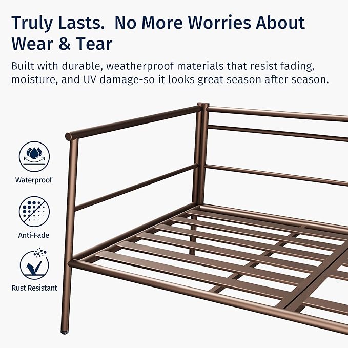 East Oak Life Chatter Outdoor Patio Furniture | Outdoor Sofa 3 Seats with Waterproof Thick Cushions | Deep Seating Modern Patio Sofa for Garden, Porch, Balcony & Backyard | Chestnut & Apricot