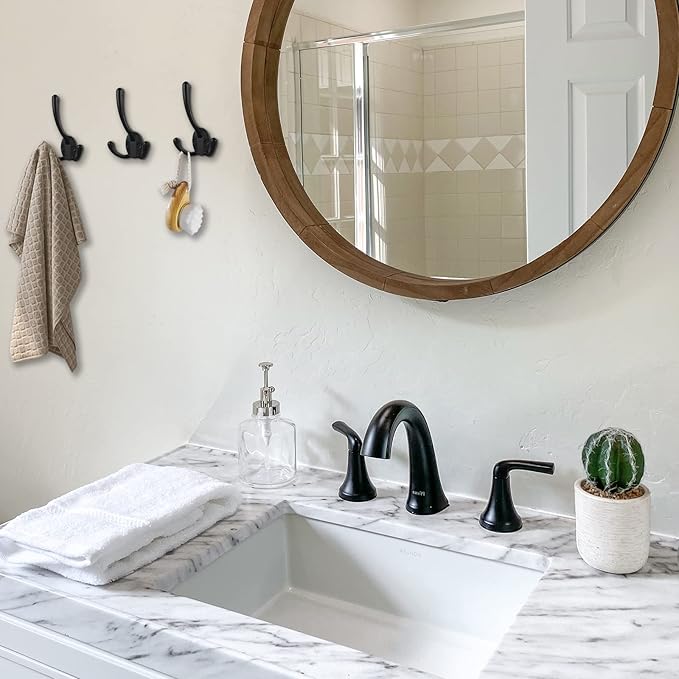 IBosins 18 Pack Big Heavy Duty Three Prongs Coat Hooks Wall Mounted with 36 Screws Retro Double Utility Rustic Hooks for Thick Coat, Big Heavy Bag