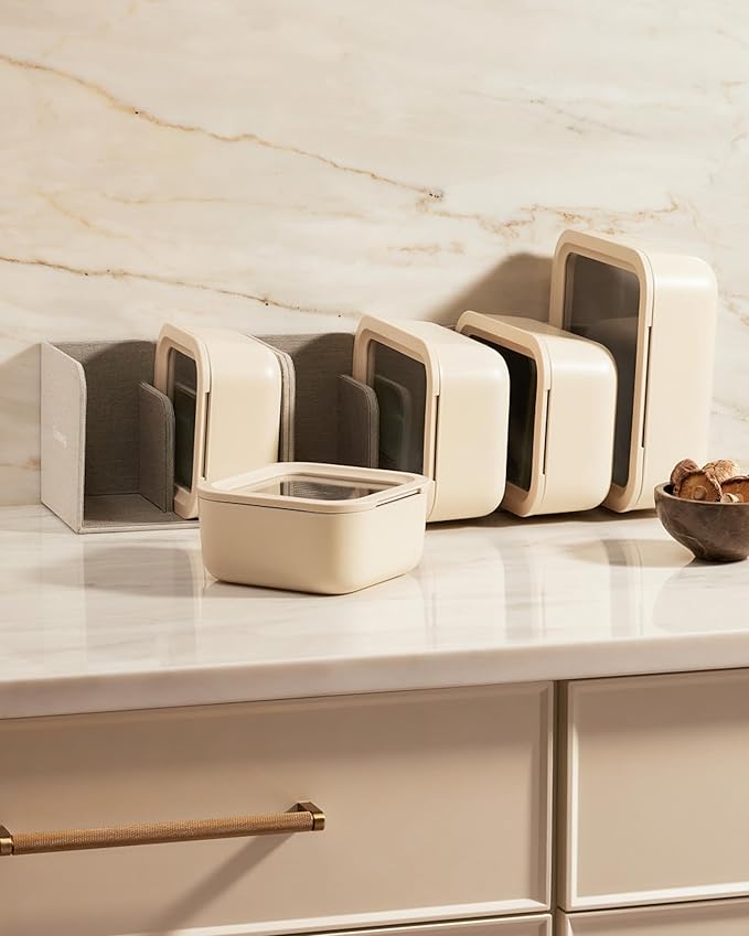 Caraway 13pc Glass Food Storage Container Set - Easy to Store, Non Toxic Lunch Box - with Glass Lids - Includes Storage Organizer - Perracotta