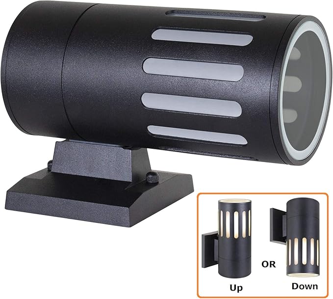 Outdoor Wall Sconce, Exterior Lighting Fixture - ETL Listed, Die-cast Aluminum Waterproof Wall Mount Cylinder Design - 1-Direction Up or Down Light Fixture for Porch, Backyard or Patio