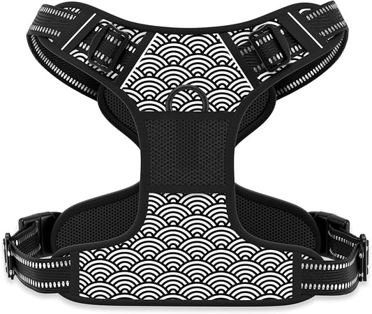 Rnivvi No Pull Dog Harness, Cute Wave Reflective X-Small Sized Puppy Kitten Harness, Adjustable Soft Padded Vest for Small Dogs, Cats, Heavy Duty Pet Vest with Easy Control Handle for Walking, Gray