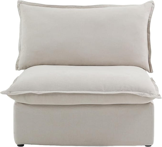 WJShome Modern Down Filled Sigle Middle Seat, Cloud Modular Sectional Sofa, Minimalist Wide Deep Seat Couches for Living Room Apartment Lounge Bedroom (Beige)