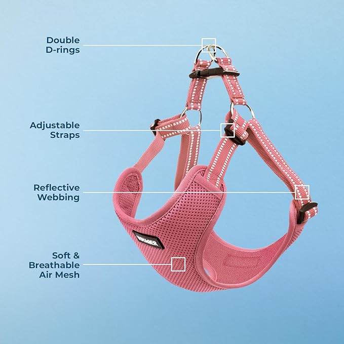 Best Pet Supplies Voyager Adjustable Dog Vest Harness Breathable No Pull Harness for Small, Medium, Large Dogs, Harness for Walking, Jogging, Easy Step-in, Reflective Stripes - Pink, XS