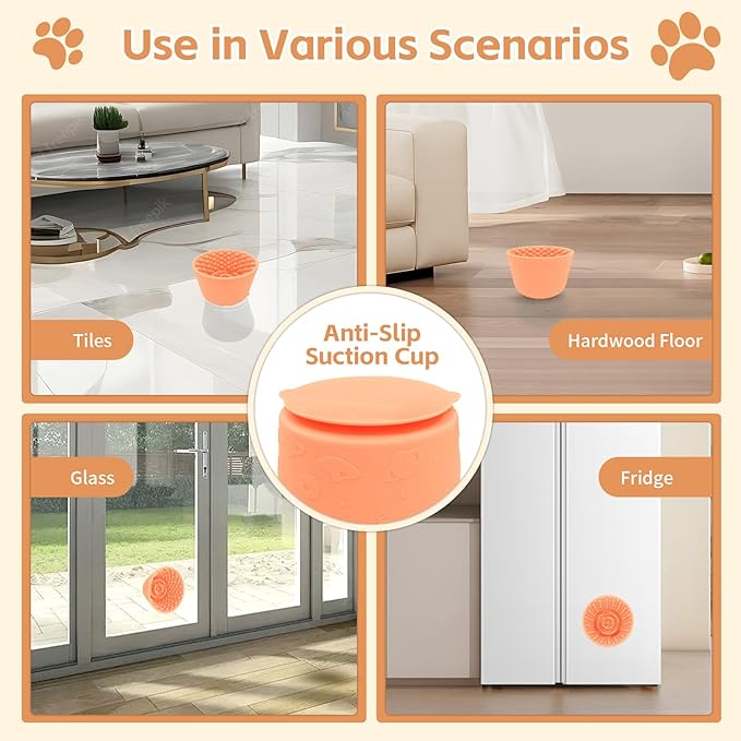 Dog Lick Bowl, Anxiety Relief Silicone Slow Feeder Treat Dispenser, Anti-chocking Pet Dish, Non-Slip Licking Bowl Interactive Entertainment Dog Puzzle Toy for Small & Medium-Light Orange