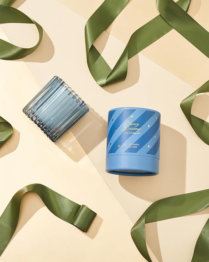 M&SENSE Snowy Christmas Scented Candles, Jar Candle, Christmas Fall Gifts for Home Decor, 60 Hours Burning, Natural Soy Wax Relaxing Aromatherapy Candle