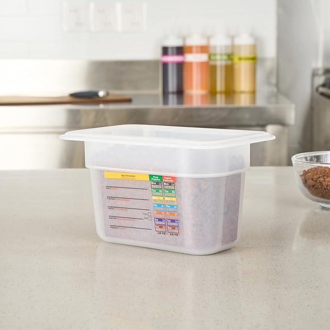 Restaurantware Food Pans Pack of 10 Plastic Rectangle Food Containers 1/9 Size with Traceability Label, Storage Containers Dishwashable Hot Cold Friendly for Restaurants Buffet Commercial Use